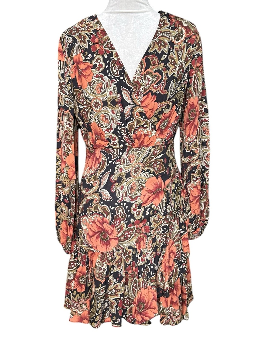 Atsu Anthropologie Floral Tenley V Neck Ruffled Faux Wrap Mini Dress. Size 6